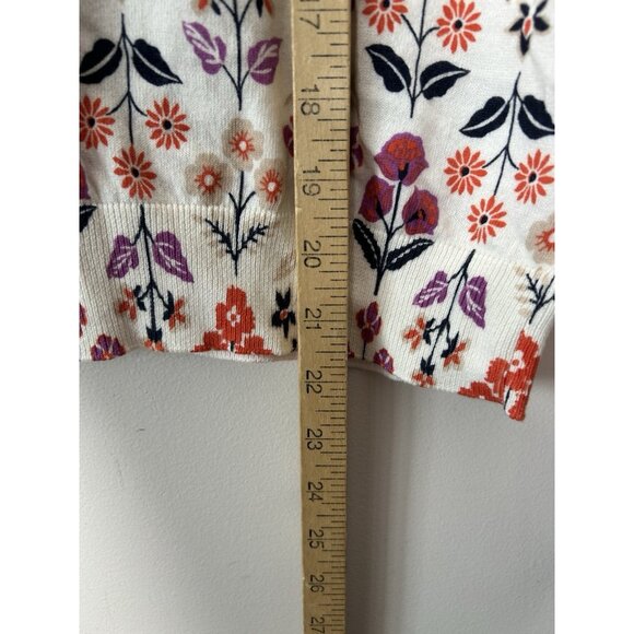 Ann Taylor Cardigan Sweater Womens Cream Floral Long Sleeve Button Front Small - Picture 5 of 8